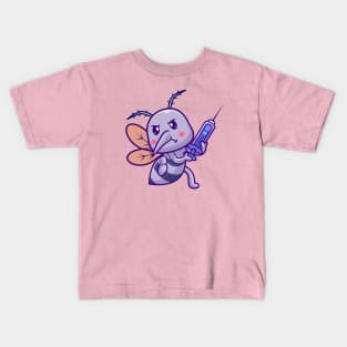 Cute Mosquito Holding Injection Cartoon Kids T-Shirt